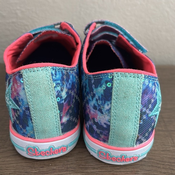 Girls’ Skechers Chit Chat Dazzle Days Blue/Multi Sparkle Sneakers, Size 4 - Picture 5 of 8